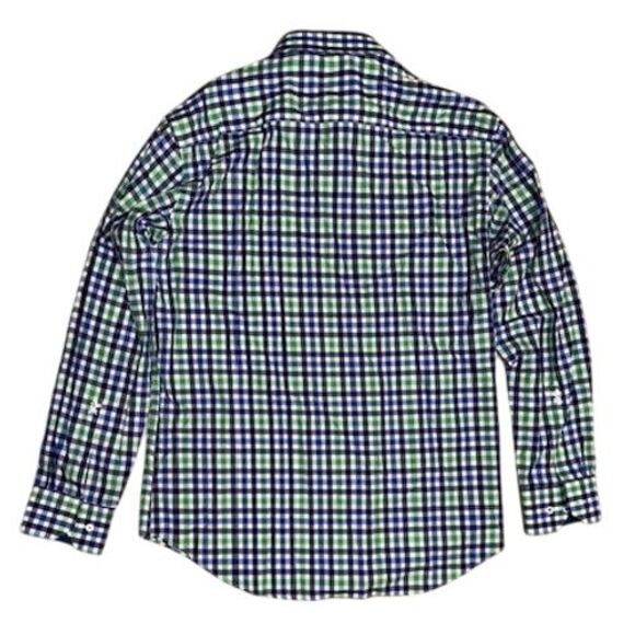 Bugatchi Navy/Green Plaid Button Down Shirt Classic Checkered Long Sleeve - Picture 3 of 6